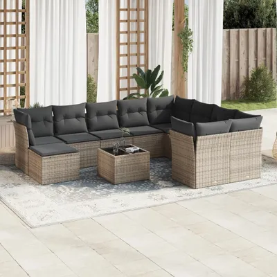 Produktbild von Möbel 11-tlg. Garten-Sofagarnitur mit Kissen Grau Poly Rattan 2024