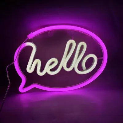 Produktbild von NEON LED Licht, dekorative USB Batterie Leuchte, hello pink weiß, ca. 23 x 19 cm