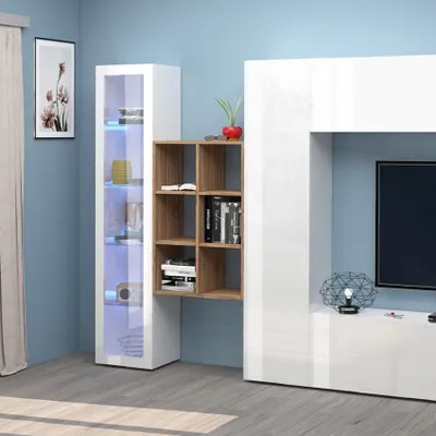 Produktbild von Moderne Wandregal Holz mit 6 Regalböden 60x90x25cm Roderik M