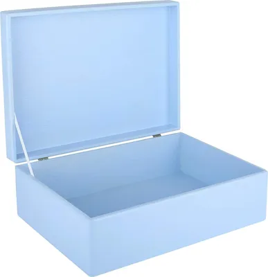 Produktbild von Creative Deco XL Blau Große Holzkiste Aufbewahrungsbox Spielzeug | 40 x 30 x 14 cm (+/- 1 cm) | Mit Deckel zum Dekorieren Aufbewahren | Ohne Griffe | Perfekt für Dokumente, Wertsachen und Werkzeuge