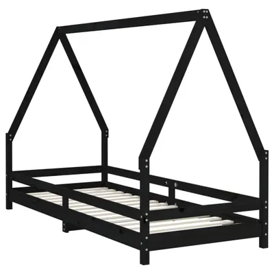 Produktbild von Kinderbett Schwarz 80x200 cm Massivholz Kiefer