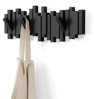 Produktbild von Wandgarderobe Garderobenhaken Kleiderhaken - 5 klappbare Haken - Schwarz - Modernes Design