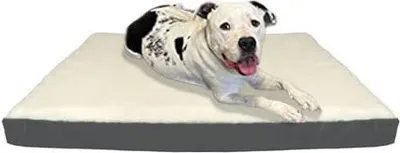 Obrázek produktu pro Pillows24 - Ergonomický pelíšek pro psy s nadýchaným povrchem - M (75x80 cm) v bílé/šedé barvě - Snímatelný potah na zip, pratelný