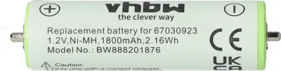 Produktbild von vhbw Akku kompatibel mit Braun 5716 TriControl 4747, 5720 Flex XP 5612, 5720 Flex XP 5665, 5720 Flex XP 5663 Rasierer (1800 mAh, 1,2 V, NiMH)