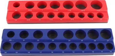 Obrázek produktu pro Magnetický organizér na nástrčné klíče s 1/2" uchycením, silný magnet, držáky na metrické a SAE nástrčné klíče, 2 ks