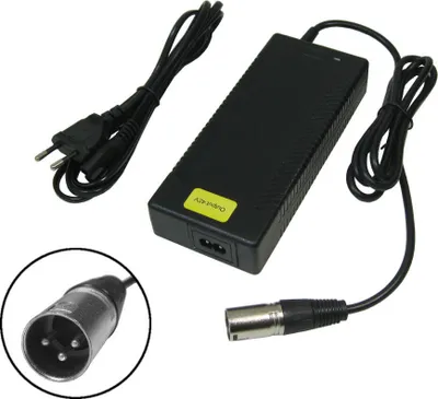 Produktbild von Trade-Shop Netzteil Ladegerät Ladekabel 42V 2A für 36V Akkus mit 18,5mm x 15,5mm 3pin XLR Anschluss Stecker für E-Bike Elektrofahrrad Pedelec Elektro Fahrrad Akkus zum Aufladen
