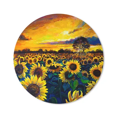 Produktbild von MuchoWow® Mauspad Mousepad Gemälde - Ölfarbe - Blumen - Sonnenblume 20x20 cm - Mousepads - Maus Mat - Pad - Mausunterlage - Schreibtischmatte
