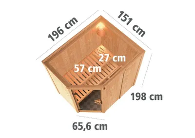 Image de Karibu Sauna Saja (accès d'angle), porte entièrement vitrée, bronzée, sans accessoires