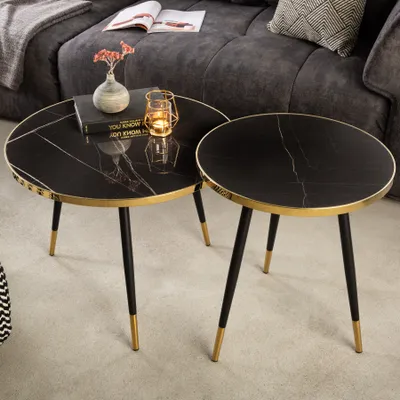 Produktbild von Couchtisch 60cm Marmor Design Tisch Modern Wohnzimmer JETZT KAUFEN