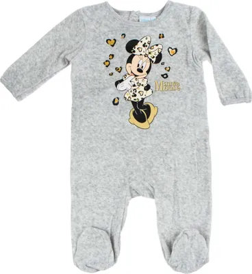 Produktbild von Disney Minnie Maus Baby-Strampler Baby-Outfit kuscheliger Einteiler für Babys Grau 6 Monate