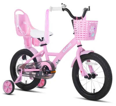 Kinderfahrrad 14 Zoll, Mädchen, 3-5 Jahre, mit Stützrädern, Korb, rosa
