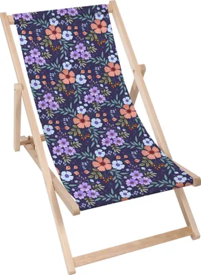 Produktbild von Dreamroots Liegestuhl klappbar Holz, Buchenholz zu 130 kg, Sonnenliege klappbar mit 3-stufiger Neigungsregulierung der Rückenlehne, Botanical Pattern