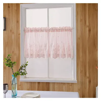 Kurze Gardine, halbtransparent, rosa, 137 x 61 cm, Polyester