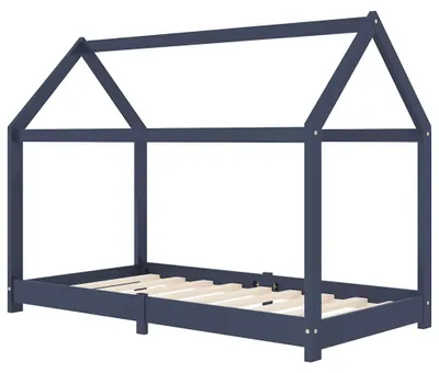 Produktbild von vidaXL Kinder-Bettgestell Grau Massivholz Kiefer 80 x 160 cm