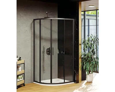 Produktbild von Ravak Blix - Viertelkreis-Duschkabine, 900x900 mm, schwarz/Klarglas X3BM70300Z1
