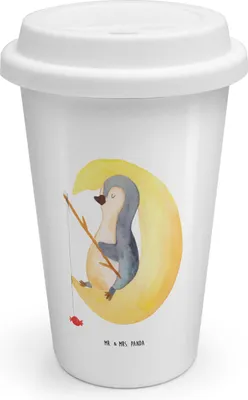 Produktbild von Mr. & Mrs. Panda Kaffeebecher To Go Pinguin Mond - Weiß - Geschenk, Thermokaffeebecher, Isolierbecher, Schlafzimmer, Süßigkeiten, ToGo, Thermobecher, Spruch, schlafen