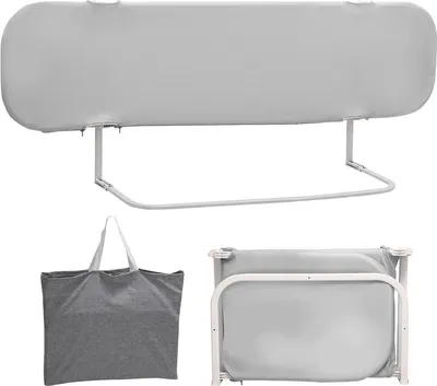 Obrázek produktu pro Skládací zábrana k dětské postýlce Clanmacy 180 x 45 cm, šedá oxfordská tkanina