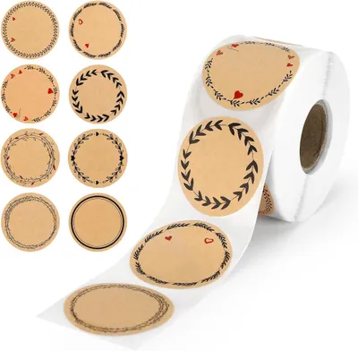 Produktbild von 500 Stš¹ck Kraftpapier Aufkleber zum Beschriften, 38mm Marmeladen Etiketten Selbstklebend, Runde Sticker, Handmade Geschenkaufkleber fš¹r Marmeladenglas, Geschenktš¹ten