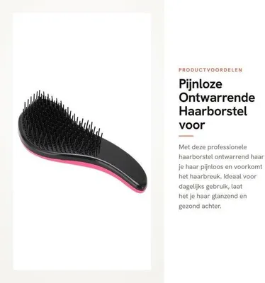 Productafbeelding van Haarborstel Professionele Salonkwaliteit - Ontwarrende Borstel - Antiklit Haarborstel - Pijnloos Tegen Haarbreuk - Voor Glad en Zacht Haar - Organische Haarborstel
