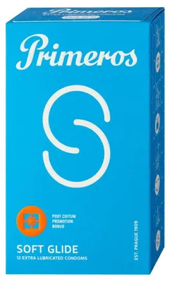 Zdjęcie produktu dla Prezerwatywy Primeros Soft Glide ze zwiększoną dawką lubrykantu 12 szt
