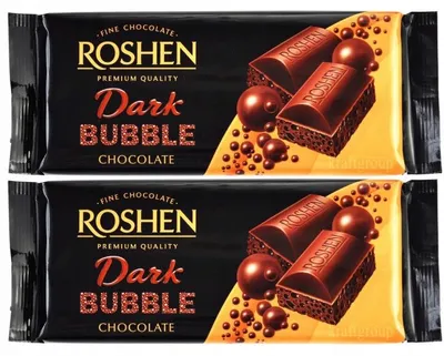 Produktbild von Roshen Extra Zartbitterschokolade mit Luftblasen, 80 g, 2 Stück