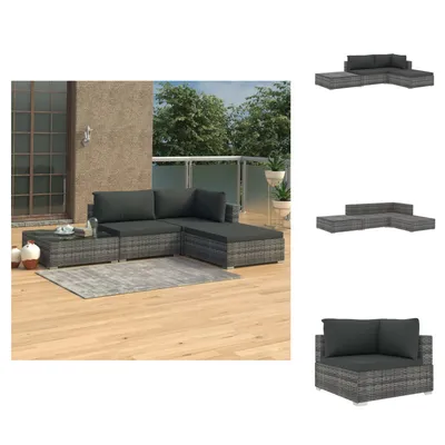 Produktbild von vidaXL 4-tlg. Garten-Lounge-Set mit Auflagen Poly Rattan Grau - Gartenmöbel-Sets