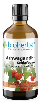 Produktbild von Bioherba Ashwagandha Schlafbeere Tropfen Tinktur 100 ml