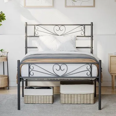 Produktbild von Famanu Metallbett 90 x 190 cm - modernes Design mit stabiler Lattenrostkonstruktion