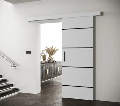 Obrázok produktu pre Posuvné dvere s čiernym úchytom SALOME 4 - 70 cm, biele