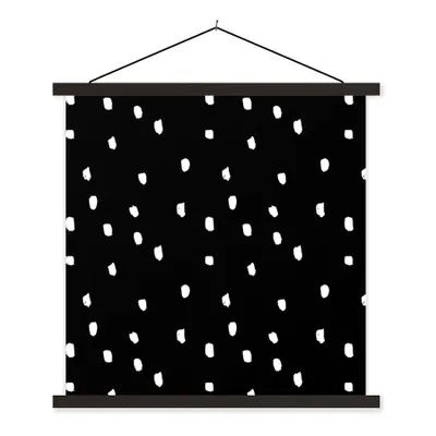 Produktbild von MuchoWow® Textilposter Schwarz - Weiß - Design - Punkte 40x40 cm mit schwarzem Rahmen - Fotos