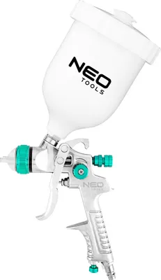Obrázok produktu pre NEO TOOLS Striekacia pištoľ Lakovacia pištoľ s hornou nádobkou 0,6 l, 1,4 mm, spotreba vzduchu 250-350 l/min, max. pracovný tlak 4 bar, 3 nastavenia, HVLP