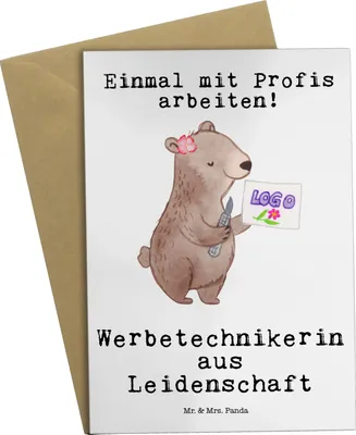 Produktbild von Mr. & Mrs. Panda Grußkarte Werbetechnikerin Leidenschaft - Weiß - Geschenk, osterkarte, weihnachtskarten, hochzeitskarten, dankeskarten, Grußkarten, einladungskarten