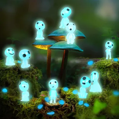 Produktbild von 10er Pack Leuchtende Baumelfen & Waldgeister für Garten, Innen- & Außendeko, Glow in the Dark Feengarten Figuren, Miniatur Pflanzen-Deko