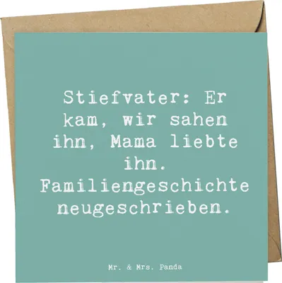 Produktbild von Mr. & Mrs. Panda Grußkarte Spruch Stiefvater Liebe - Meeresbrise - Geschenk, Jubiläen, anlasskarte, Familie, Glückwunschkarte, Handgemacht, herzerwärmende Sprüche, Freund