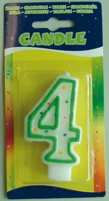 Produktbild von Zahlenkerze 4 farbig 7cm