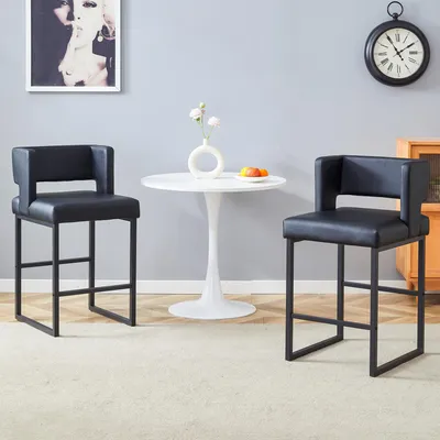 Produktbild von 2er-Set Barhocker im nordischen Stil 48 x 53.3 x 91.4 cm Kunstleder Schwarz