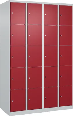 Produktbild von CP Schließfachschrank Classic Plus lichtgrau, rubinrot 080000-405 S10001, 20 Schließfächer 120,0 x 50,0 x 185,0 cm