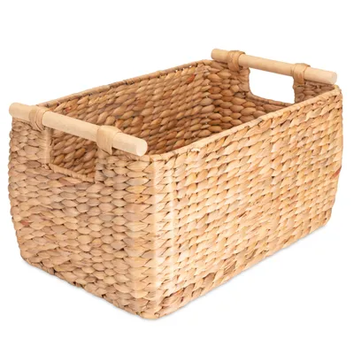 Produktbild von Decorasian Regalkorb, geflochten aus Wasserhyazinthe / Seegras - lang, schmal, Größe L - nachhaltige Aufbewahrung, Schrankkorb, Spielzeugkorb, Dekokorb