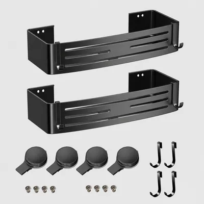 Produktbild von Duschregal mit Saugnäpfen, 2er-Set, 32,5 cm Aluminium-Badregale ohne Bohren, abnehmbarer Wand-Duschorganizer, Schwarz