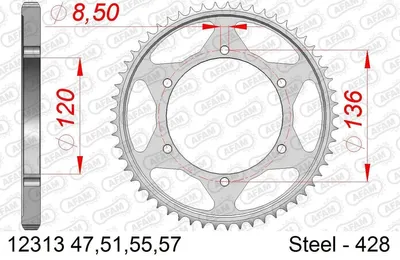 Produktbild von AFAM Kettenrad 12313-57 Hinten Stahl