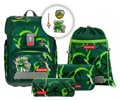 Zdjęcie produktu dla Zestaw plecaka szkolnego "Ninja Akiro" firmy Step by Step, 5-elementowy