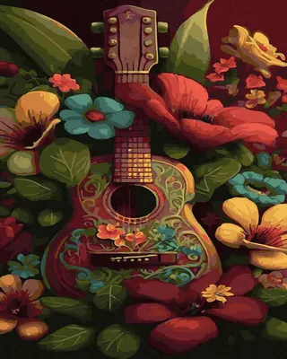 Produktbild von Malen nach Zahlen Gitarre im Garten 40 x 50 cm