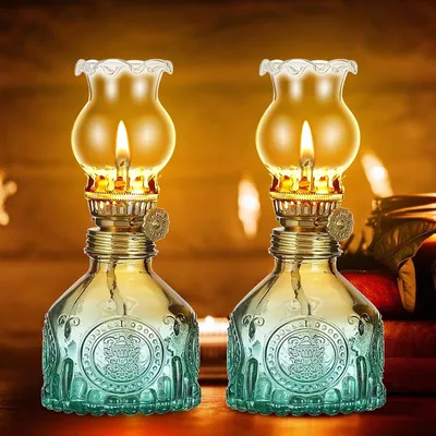 Immagine prodotto di Lampada a petrolio in vetro per interni, lampada a olio in vetro, lampada a cherosene, lanterna a cherosene da campeggio, lampade a olio in vetro con fiamma regolabile, lampada a petrolio