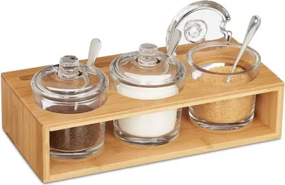 Produktbild von 3er-Set Gewürzgläser mit Bambushalter