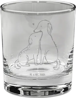 Produktbild von Mr. & Mrs. Panda Whiskyglas Hunde Liebe - Transparent - Geschenk, Whiskeyglas, Herz, Kuscheln, Tumbler, Hund, Whiskey, Gravur, Kuss, Haustier, Glas
