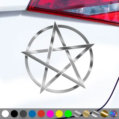 Produktbild von PantherPixel Pentagramm Aufkleber Gothic Hexen Magie Metal Sticker Auto Geschenkidee Farbe Chrom-Silber