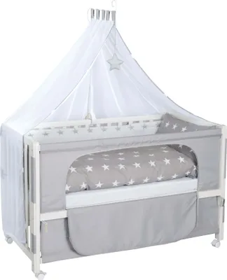 Produktbild von roba Roombed, Babybett 60x120 cm, Beistellbett zum Elternbett mit kompletter Ausstattung