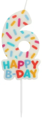 Immagine prodotto di Candela a forma di numero per compleanno "Cozy Sprinkles" 7 cm | Colorata Numero: 6