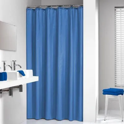 Produktbild von Duschvorhang 180 x 200 cm aus Polyester, blau, wasserabweisend, waschbar