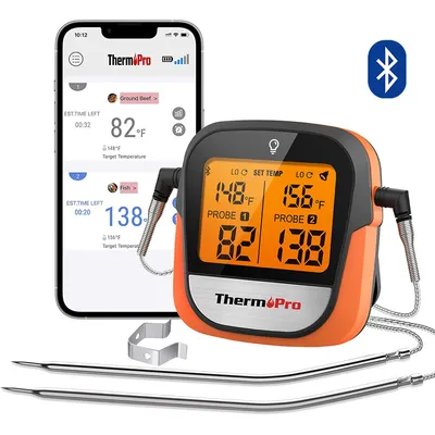 Produktbild von ThermoPro TP902 Fleischthermometer mit Doppelsonde, Digitalanzeige und Bluetooth, –10–300 °C